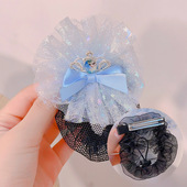 冰雪奇缘头饰盘发网女孩艾莎公主抽绳发套Elsa女王丸子头网兜发夹