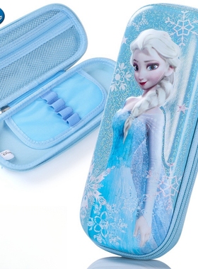 冰雪女王卡通笔袋Elsa小学生女童铅笔盒3d立体拉链艾莎公主文具盒