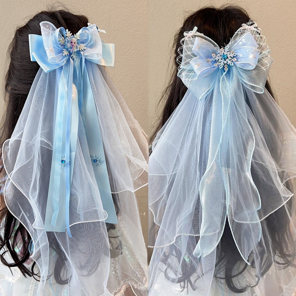 艾莎公主头纱发夹蝴蝶结