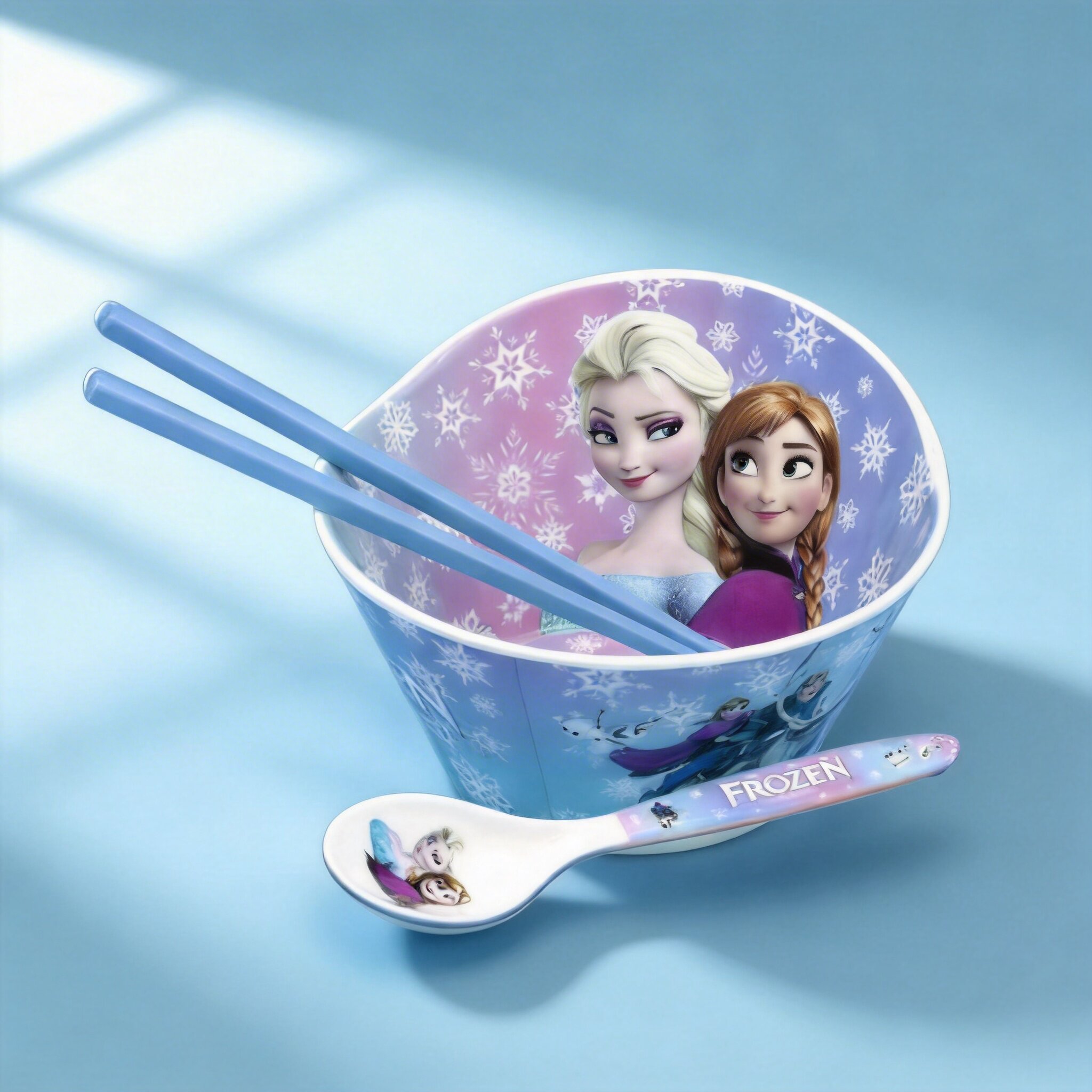 爱莎公主碗勺套装儿童碗大号冰雪奇缘女童餐具筷子宝宝专用吃饭碗