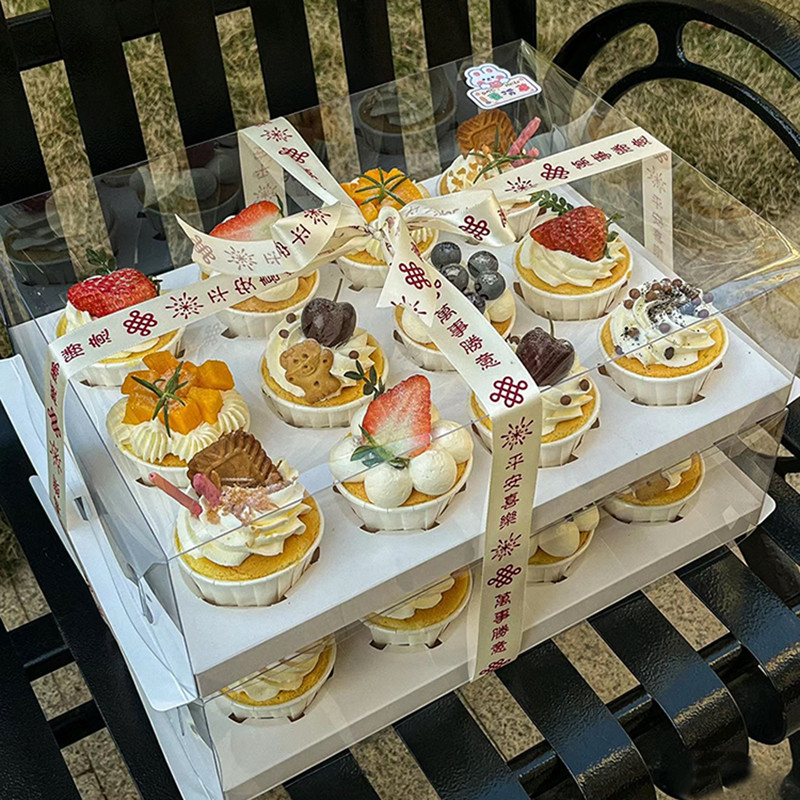 圣诞节纸杯蛋糕包装盒杯子打包手提透明加高烘焙点心甜品打包盒子,厨房/烹饪用具,点心包装盒/包装袋,淘宝优惠券,粉丝福利购,淘宝优惠卷