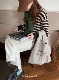 Grass&Wood针织购物袋法式 背心包文艺日韩ins单肩高颜值秋冬新品