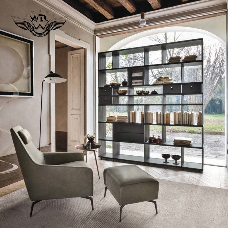 rafamariner高端定制家具alivar款现代别墅书房木质钢琴烤漆书架