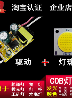LED轨道灯筒灯COB灯珠射灯芯片光源驱动电源镇流器15W20W30W4000K