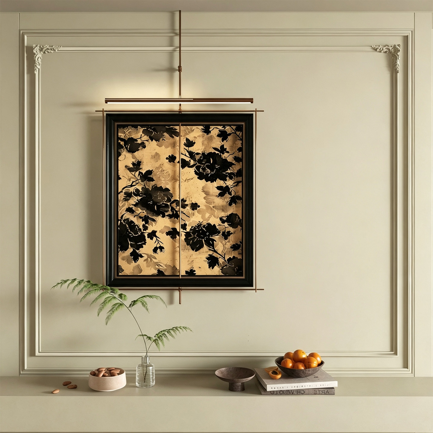 《砚底春华》法式中古风客厅装饰画复古牡丹酒店走廊过道挂画壁画