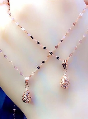 玫瑰银999纯银彩金项链女爱心吊坠项链玫瑰金锁骨链新款彩银链子