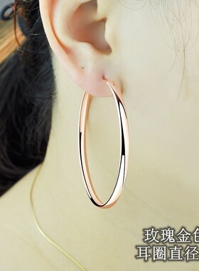 新款精品饰品玫瑰金色耳圈女款轻奢小众感耳环送女友礼物不易掉色