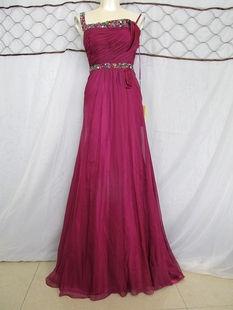 魅惑实拍法国原单重工真丝雪纺钉珠名媛高雅晚礼服宴会连衣裙孤品