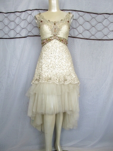 魅惑实拍意大利原单重工网纱钉珠亮片晚礼服宴会连衣裙孤品样衣