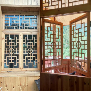 东阳木雕仿古门窗中式 隔断玄关屏风镂空实木花格雕花窗户花窗定制