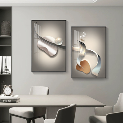 新款现代轻奢餐厅装饰画餐桌墙面双联挂画抽象高级感饭厅两联壁画