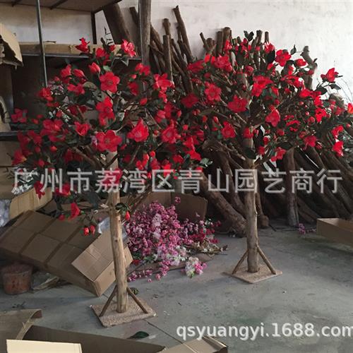 仿真木棉花树加密玻璃钢杆大型假树仿真园林假木棉花树假植物定