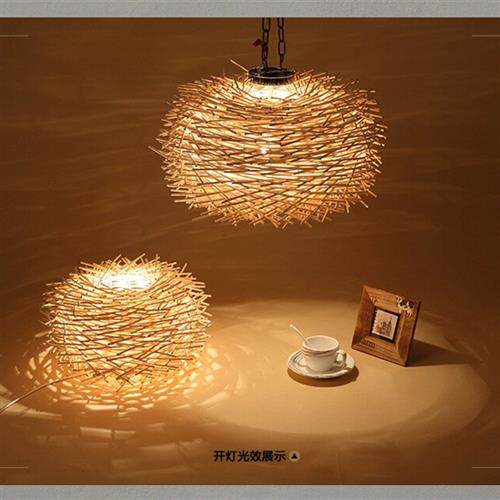 藤编织创意个性吊灯简约单头竹编艺术吊灯酒吧台餐厅阳台鸟巢吊灯,家装灯饰光源,客厅吊灯,淘宝优惠券,粉丝福利购,淘宝优惠卷