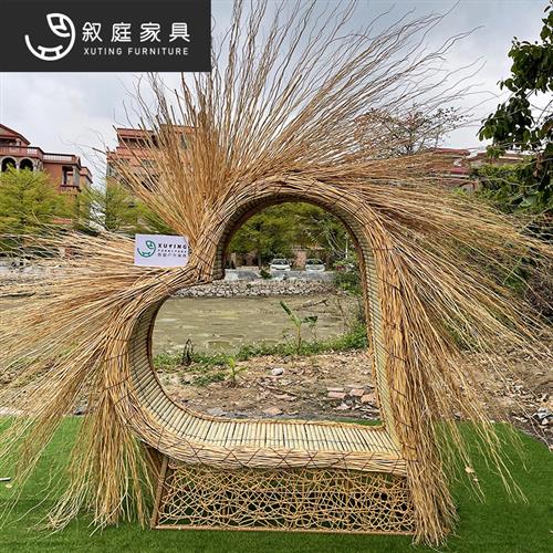 户外景观道具落地网红景点藤编鸟巢造型室外秋千景区打卡拍摄家具