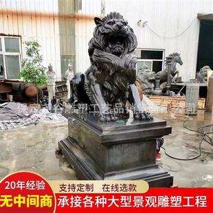 欧式汇丰狮子银行门口动物雕塑铸铜西方狮子铸铜公司厂区入口摆件