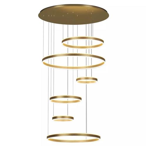 复式楼大吊灯客厅灯不锈钢轻奢别墅楼梯间酒店圆环形餐厅北欧灯具