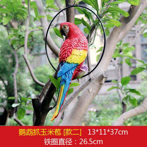 户外园林庭院仿真鹦鹉鸟类雕塑园艺设计树木创意动物工艺品挂件