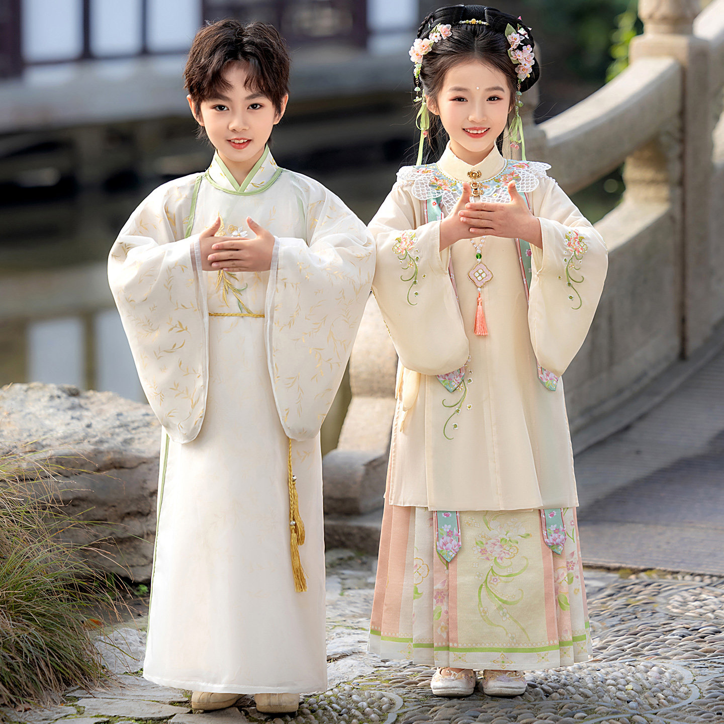 儿童古装女孩国学服中国风春夏诗歌朗诵书童小学生汉服男童演出服