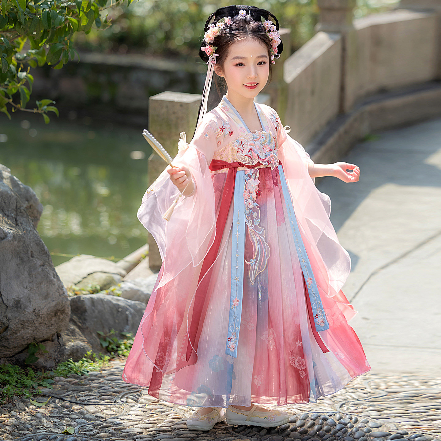 汉服女童2026新款儿童国风古装超仙公主连衣裙高端古风亲子春秋季