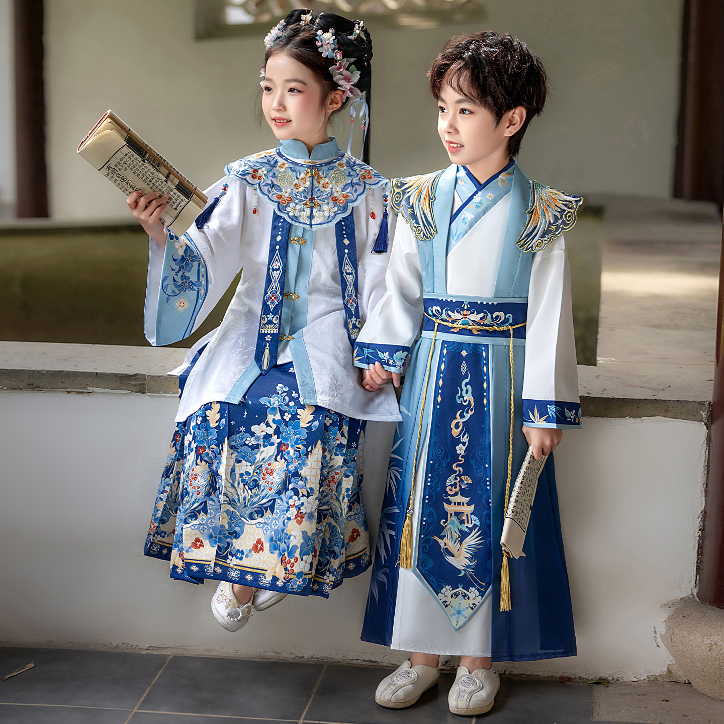 六一儿童中国风汉服表演服夏装男童古风唐装幼儿园合唱舞蹈演出服