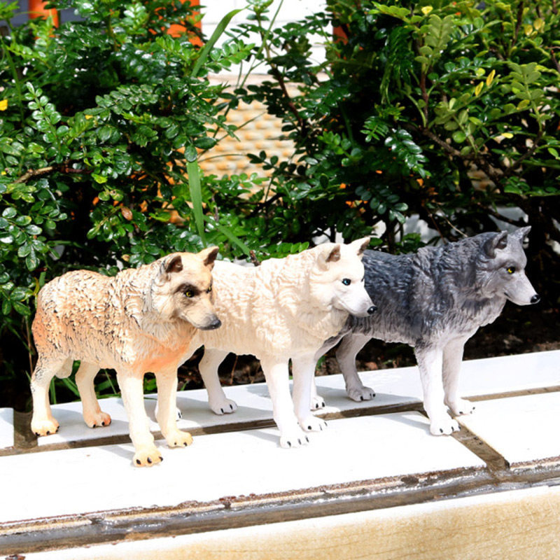 시뮬레이션 된 야생 동물 모델 고체 정적 어린이 장난감 장식품 인형 활활 타오르는 늑대 큰 나쁜 늑대 약탈 눈 늑대