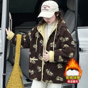 女童超好看羊羔绒外套秋冬款2025新款洋气儿童冬季夹棉加厚毛毛衣