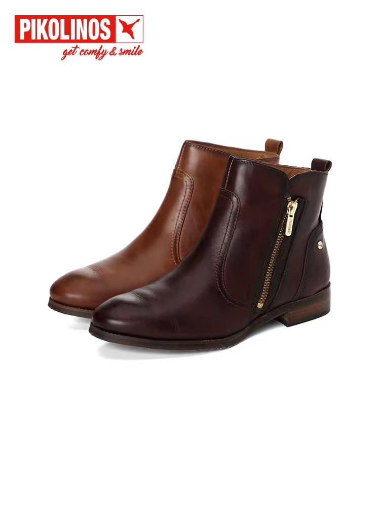 Pikolinos派高雁冬季擦色牛皮侧拉链纯色休闲短靴PA238112,女鞋,马丁靴,淘宝优惠券,粉丝福利购,淘宝优惠卷