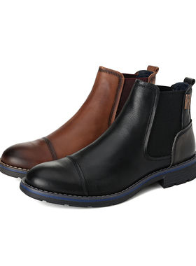 Pikolinos派高雁冬季多材质拼接平跟松紧带拼色男靴子PA18305