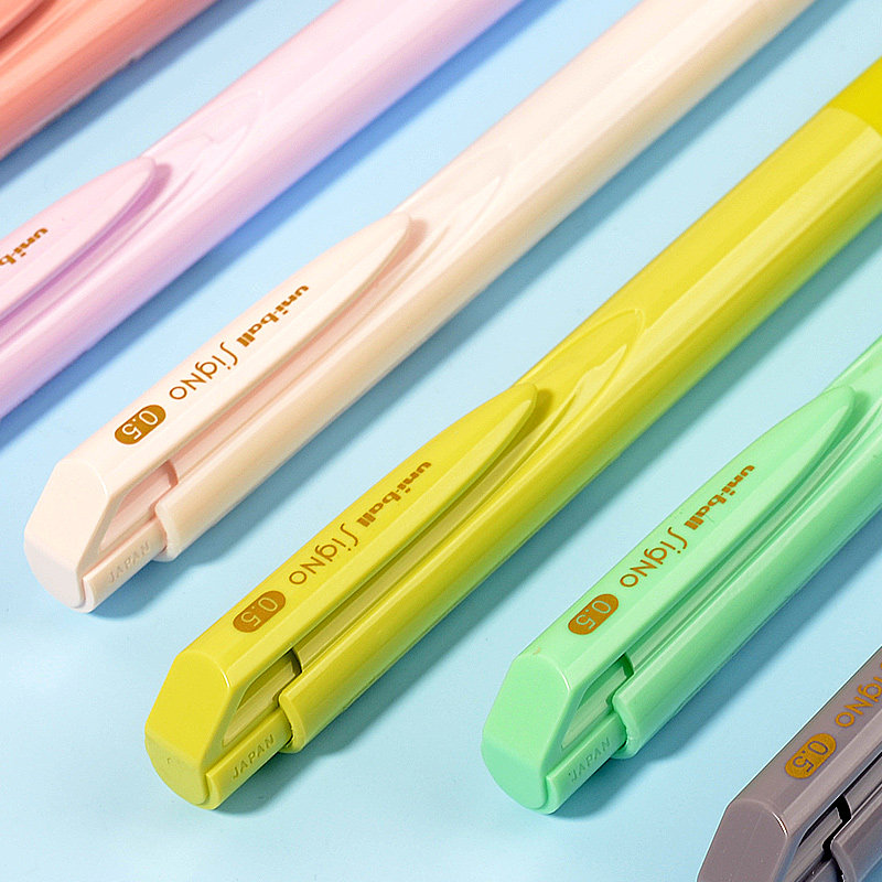 日本uni三菱新色按动中性笔umn-155马卡龙限定黑色笔芯0.