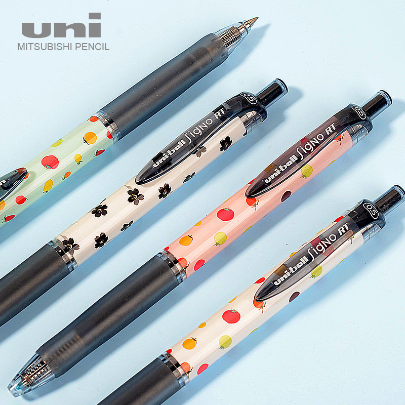 日本uni三菱中性笔限定款鲜花水果umn-105水笔学生用文具可爱少女按动