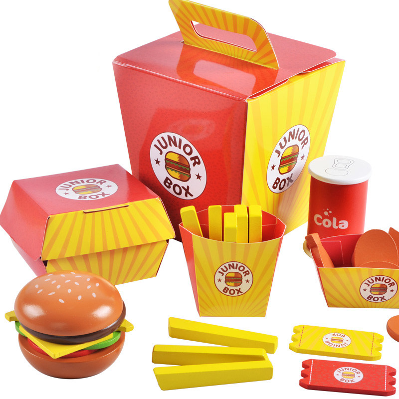 幼得乐儿童早教仿真汉堡套餐玩具套装过家家食物薯条模型小型积木