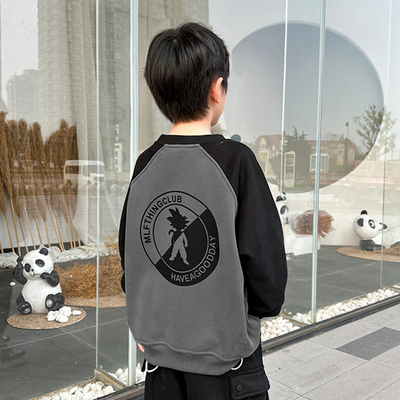 男童加绒卫衣一体绒加厚2025新款秋冬儿童大童秋装打底衫男孩潮牌