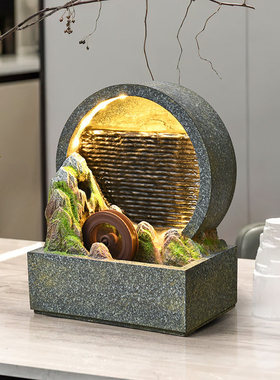 简约假山流水摆件招财水