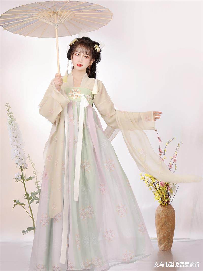 唐制汉服女中国风齐胸襦裙改良日常古装女款春日汉元素连衣裙