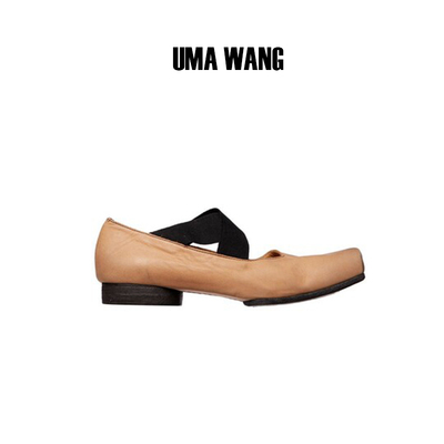 UMAMANG方头交叉绑带芭蕾舞鞋