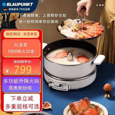 蓝宝（BLAUPUNKT）升降电火锅家用电煮锅5L分体式电热锅多功能料