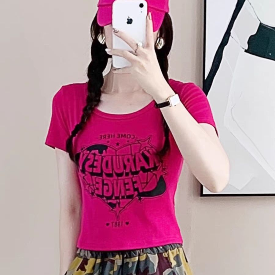 时尚纯欲风辣妹修身短款上衣