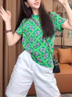 t恤女宽松显瘦百搭圆领上衣潮 潮牌欧货夏季 新款 时尚 印花纯棉短袖