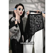黑色蕾丝不规则下摆百搭屁帘半裙显瘦叠穿微透罩裙2025新款