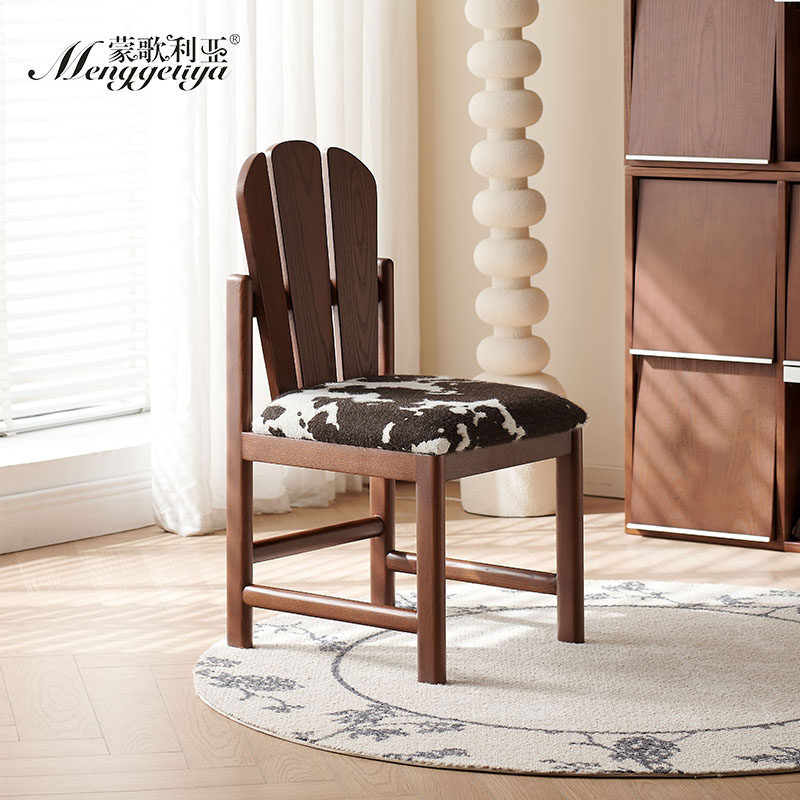 蒙歌利亚法式复古孔雀椅家用餐椅中古实木办公休闲靠背设计师椅子