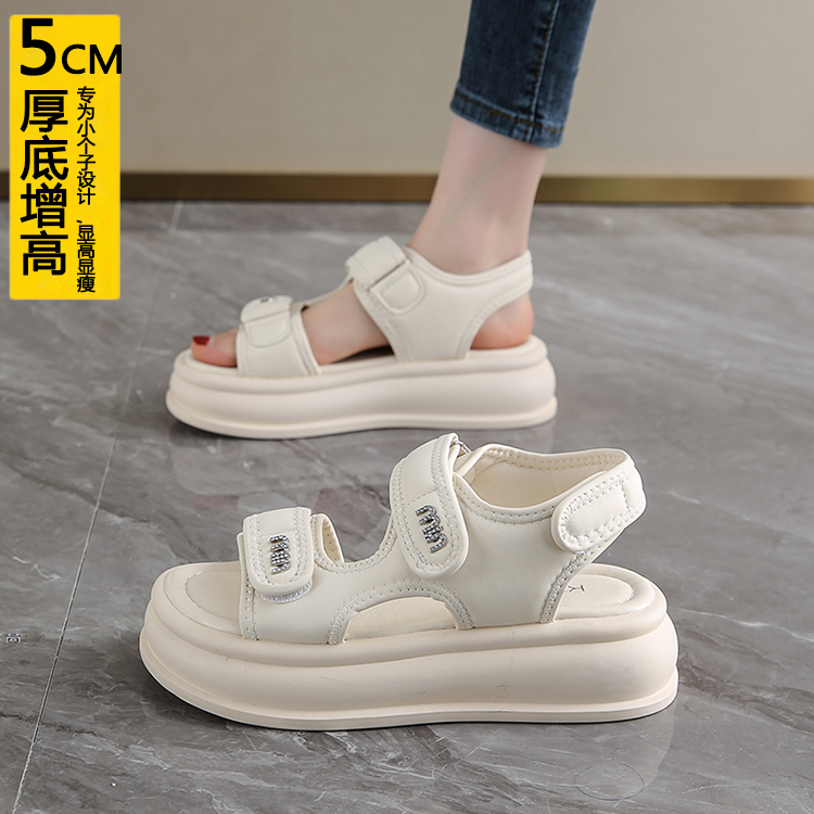 厚底增高5cm小个子罗马凉鞋女夏