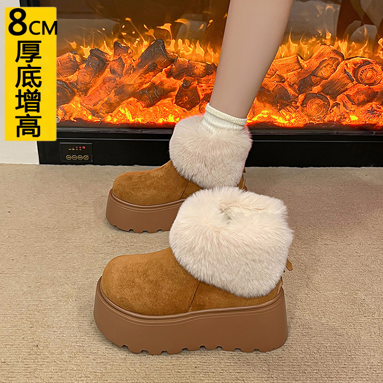 厚底增高8CM小个子勃肯马丁靴女加绒棉靴子2025冬季雪地靴女棉鞋,女鞋,时尚雪地靴,淘宝优惠券,粉丝福利购,淘宝优惠卷