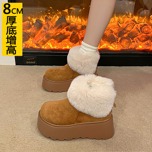 厚底增高8CM小个子勃肯马丁靴女加绒棉靴子2025冬季 雪地靴女棉鞋