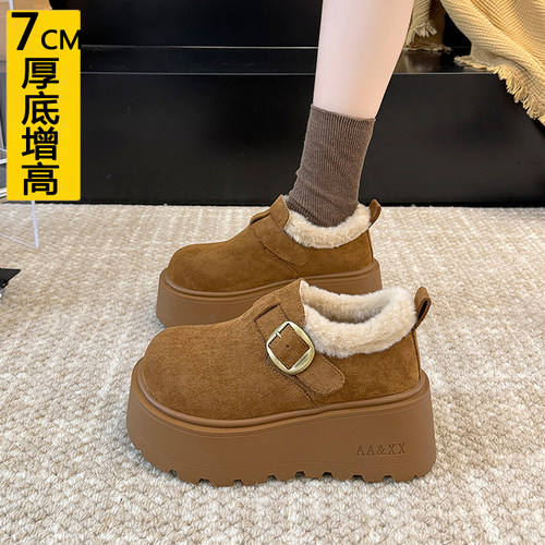 厚底增高7CM小个子加绒勃肯鞋女
