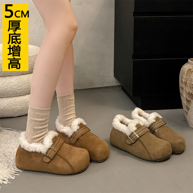 内增高5CM小个子加绒勃肯鞋女
