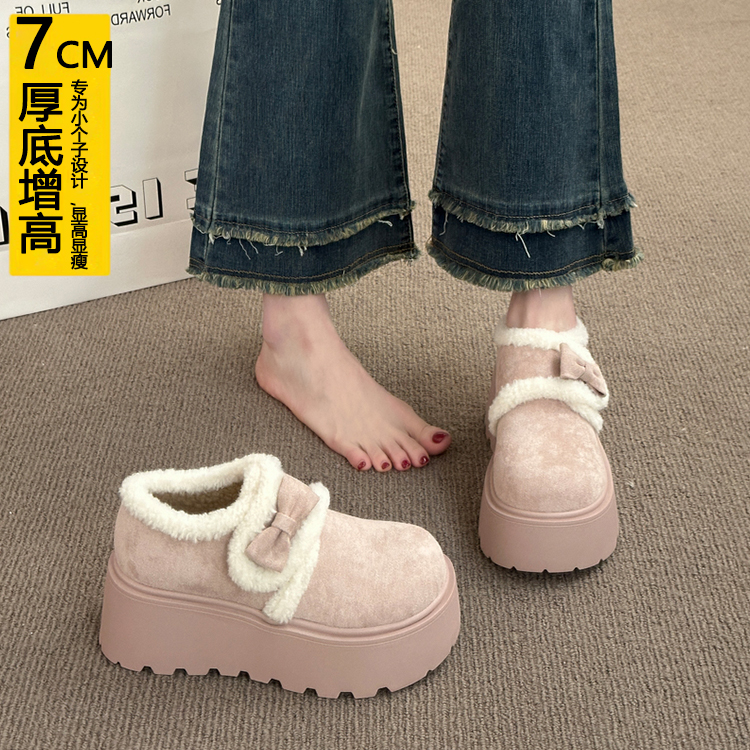 厚底增高7CM小个子加绒勃肯鞋女
