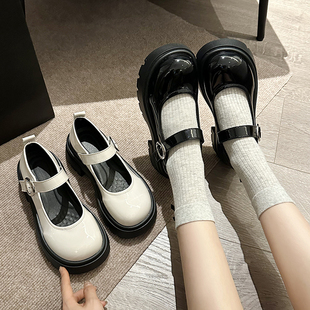 女鞋高中生初中生黑色小皮鞋女2025春季中大童玛丽珍鞋配裙子单鞋