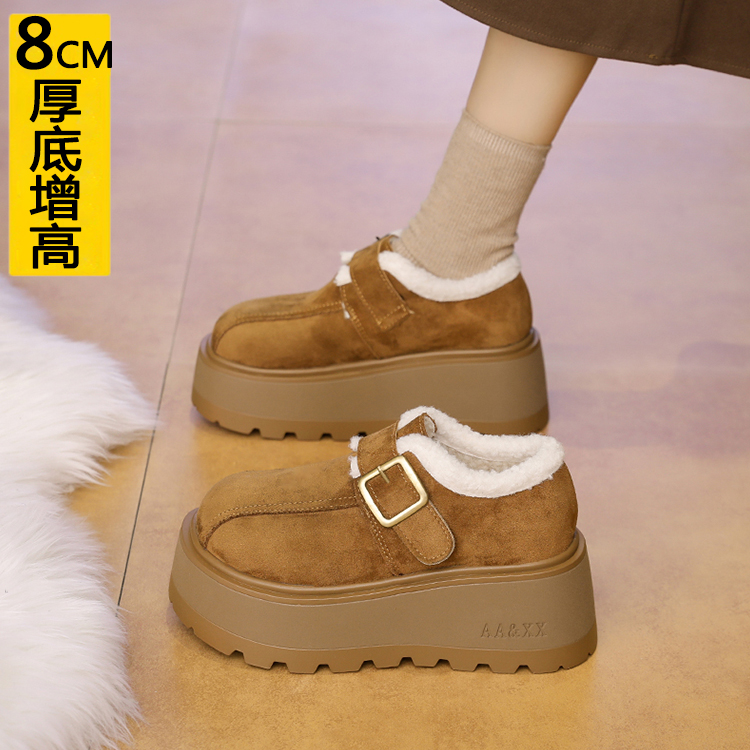 厚底增高8CM小个子加绒勃肯鞋女