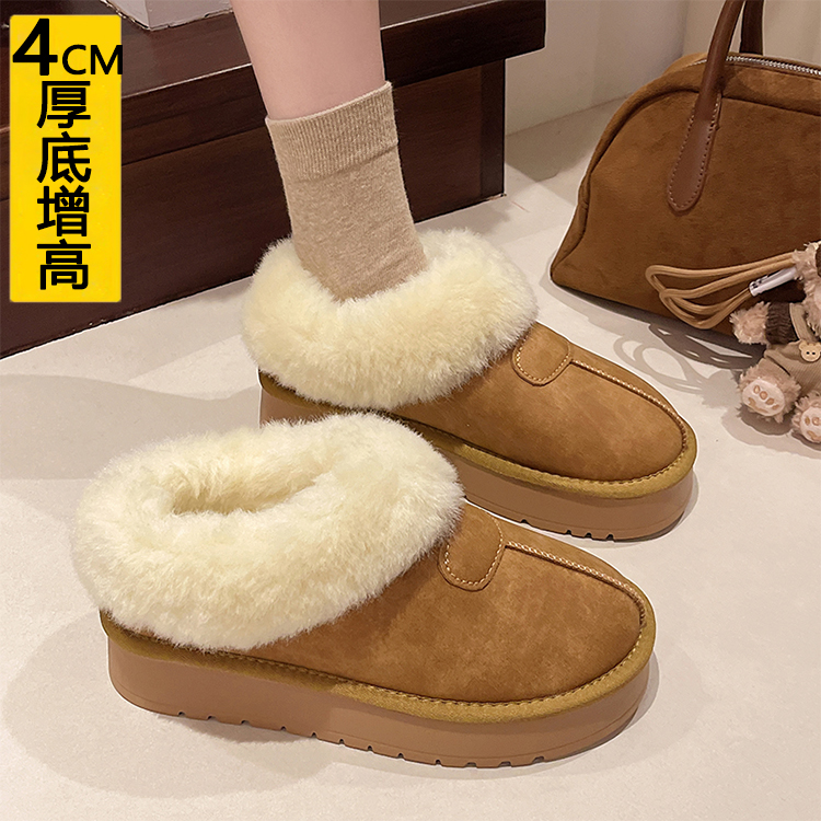 厚底增高4CM小个子加绒勃肯鞋女