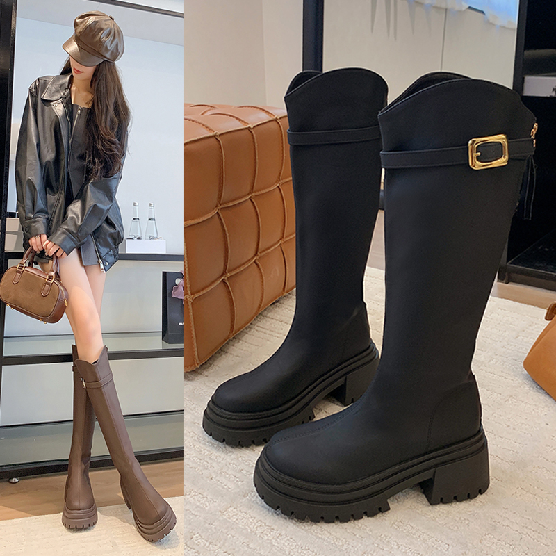 增高7CM小个子不过膝长筒靴女